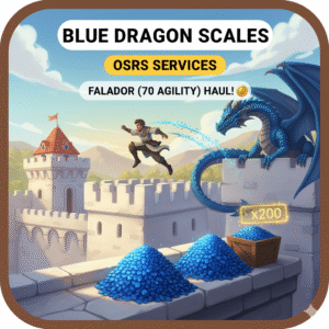 Blue dragon scales in Falador (70 agility) (x200)